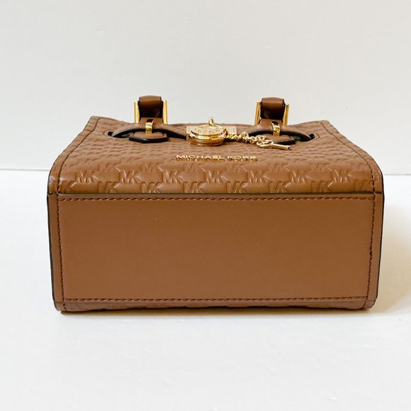 Michael Kors Hamilton XS MINI Satchel Shoulder Crossbody Bag MK Embossed Brown - Picture 10 of 16
